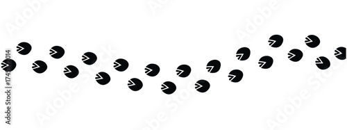 Wild life footprint tracks. Animals paws prints, black silhouettes traces, hunters and zoologists manual, stickers with text, zebra, rat and dog, isolated vector set in eps 10.