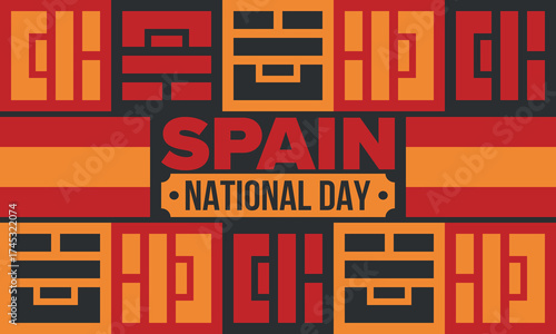 Spain National Day. Spanish flag. National happy holiday, celebrated annual in October 12. Hispanic heritage. Poster, card, banner and background. Vector illustration