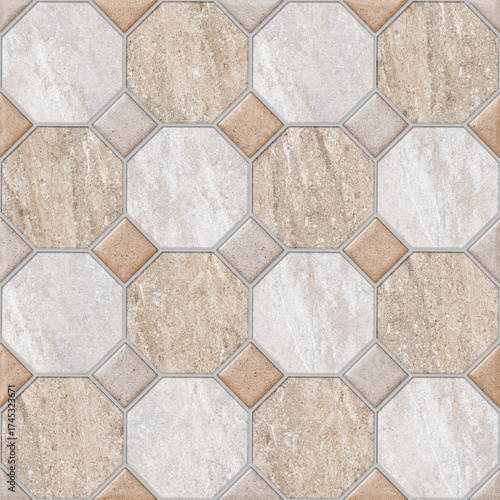 Geometric Pattern of Octagonal and Square Tiles.