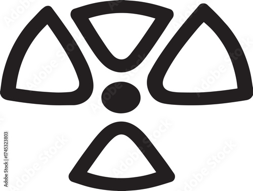 Nuclear Energy icon 2D vector line art in a clean minimalist atomic power design