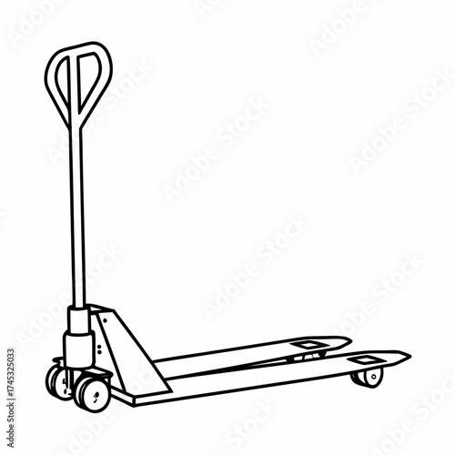 Manual pallet jack in simple line drawing style  