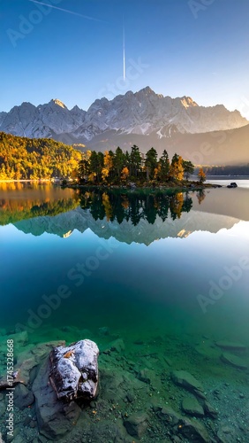 Serene alpine lake at dawn (1)