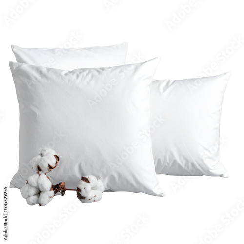   sleep pillows with cotton cover, isolate on a transparent background png
