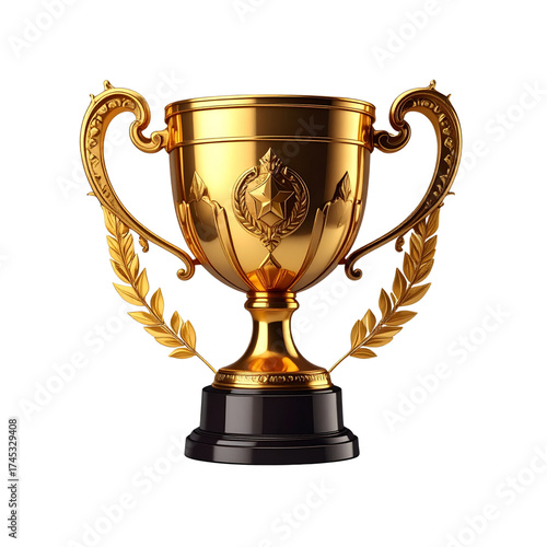 Winner golden trophy cup cut out. Based on Generative transparent background png 