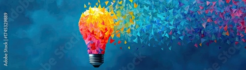 Creative light bulb with colorful explosion concept. Colorful light bulb symbolizing innovation and creative ideas.