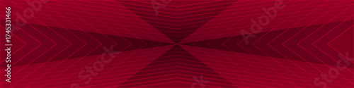 Panoramic banner. Red abstract background with triangular pattern, cross shape, modern geometric texture, blended lines, outline pattern