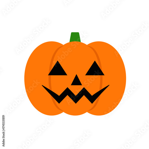 ジャック・オ・ランタンのシンプルなイラスト　ハロウィーン素材　ハロウィン　かぼちゃ　オレンジ　