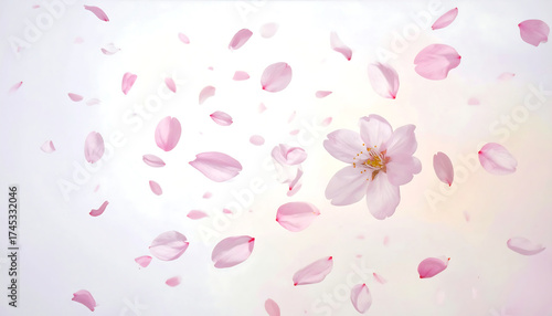 桜吹雪が舞う春の空にピンクの花びらが舞い上がる美しい壁紙背景