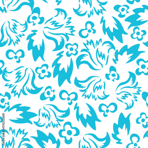 Seamless leaf pattern. Tropical leves wallpaper. Endless background. Vector hand drawn design for fabric, textile, wallpaper, poster, cover, invitation. Trendy print. Ornament with twigs.