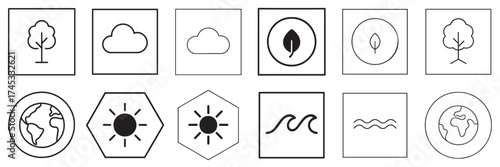 A collection of simple flat vector frames featuring stationery icons such as pencils, books, rulers, brushes, and globes. Perfect for templates, presentations, posters, or educational content