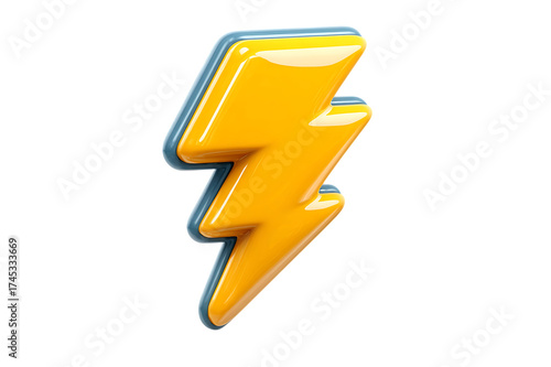 Free Download Yellow 3D lightning bolt with blue outline on black background energy power isolated on a transparent background - GFXLoad