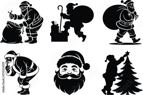 Santa Claus Sleigh Ride Silhouette | Magical Christmas SVG Design Bundle