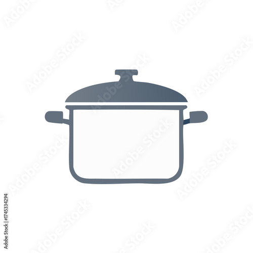 Stylized cooking pot icon with lid, simple kitchen cookware illustration