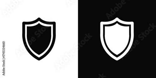 Black and White Shield Icon Security Concept Element Isolated