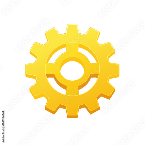 Isolated golden gear mechanism vector illustration system process technology industrial machine mechanical concept maintenance connection automation graphic
