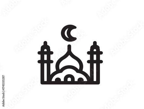 Ramadan icon 2D vector line art for fasting prayer and cultural tradition