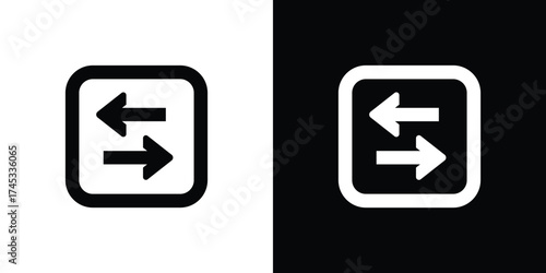 Interchange Arrows in Square Icon Set on White and Black Backgrounds Signifying Transfer
