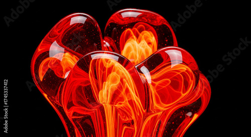 Abstract Red Glass Sculpture