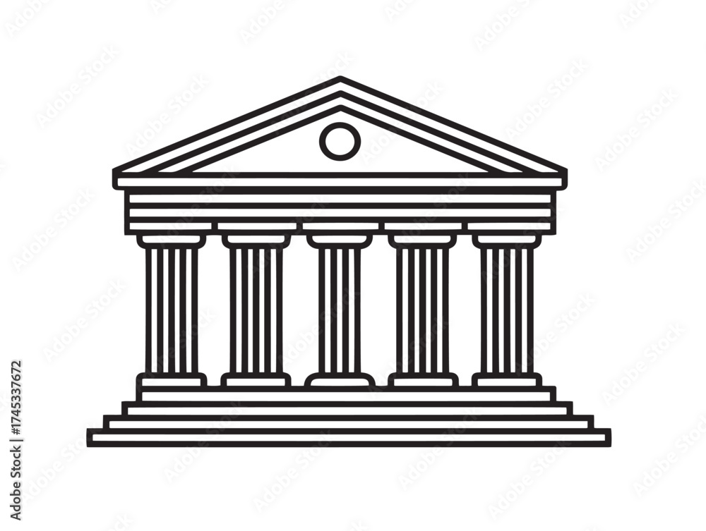 Fototapeta premium Temples icon 2D vector line art for culture and historical travel