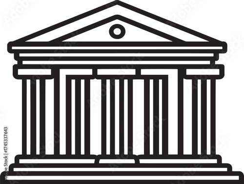 Temples icon 2D vector line art in a clean minimalist black style