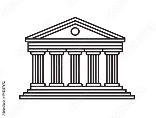 Temples icon 2D vector line art for culture and historical travel