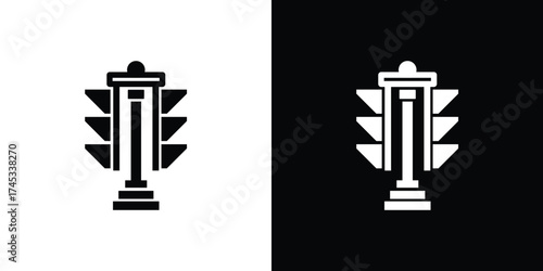 Traffic Light Icon Vector, Stoplight Symbol, Semaphore Sign, Safety Control Glyph