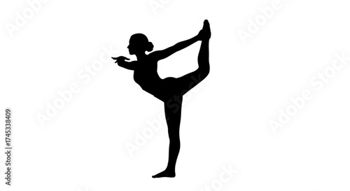 Silhouette of a woman in a yoga pose, showcasing flexibility, balance, and strength in a graceful and serene posture