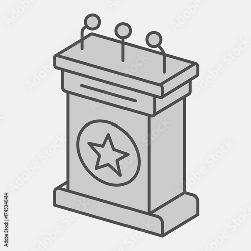 Platform for speaking isometric icon, democracy day concept. Vector graphics. Candidate tribune sign and editable stroke, outline style icon for mobile or web design.