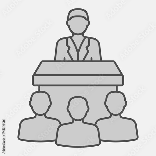 Candidate speaks to public isometric icon, democracy day concept. Vector graphics. Public elections sign and editable stroke, outline style icon for mobile or web design.