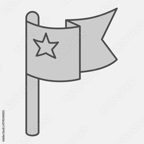 Voters flag isometric icon, democracy day concept. Vector graphics. Flag with star sign and editable stroke, outline style icon for mobile or web design.