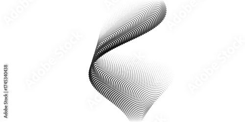 Flowing stroke dots particles nice wave pattern halftone black gradient concept old