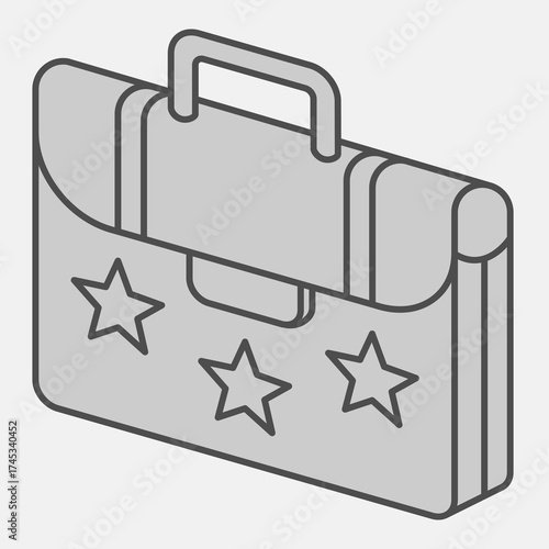 Candidate portfolio isometric icon, democracy day concept. Vector graphics. Voter bag sign and editable stroke, outline style icon for mobile or web design.