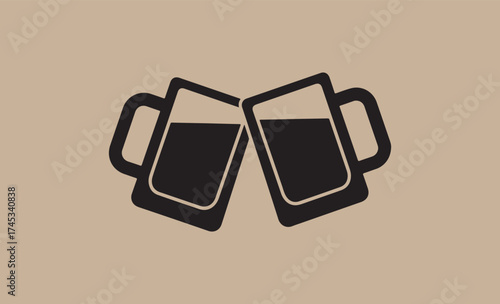 Two cheers with beer mugs icon simple graphic design