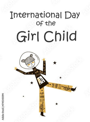 International Day of the Girl Child. October 11. Holiday concept. Template for background, banner, card, poster with text inscription