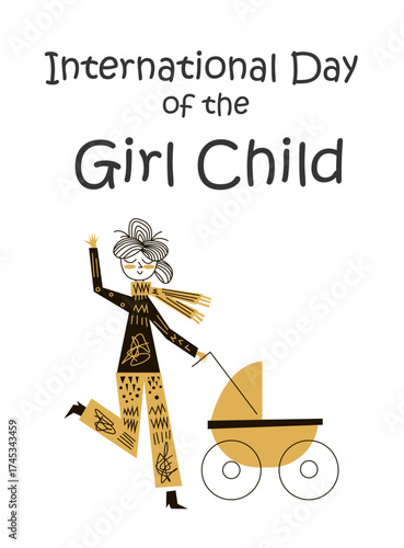 International Day of the Girl Child. October 11. Holiday concept. Template for background, banner, card, poster with text inscription