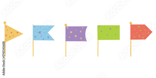 Star pennant set, Cute Flag collection, Tiny flag clipart