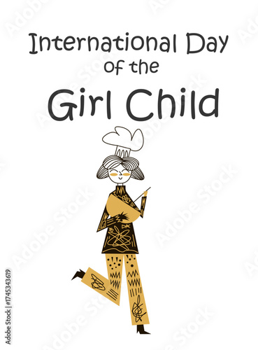 International Day of the Girl Child. October 11. Holiday concept. Template for background, banner, card, poster with text inscription