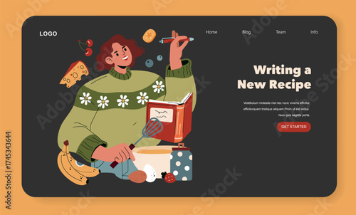 Person Creating New Recipe Vector Illustration