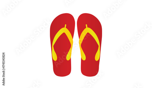 Colorful beach flip flops summer footwear illustration with simple flat design