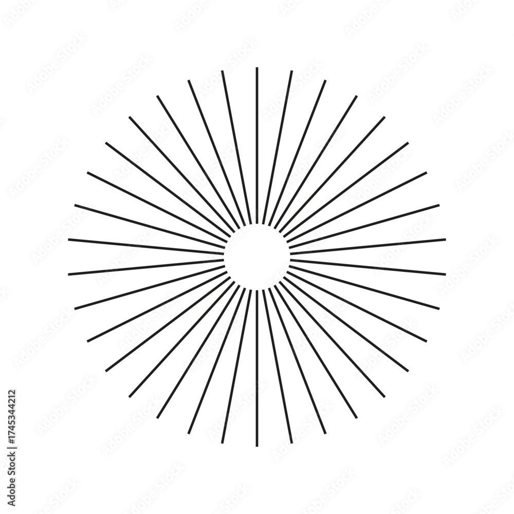 Obraz premium Abstract geometric rays pattern.Sun star burst, rays. Circulars lines beams. Circle radial radiation lines. Spokes with radiating stripes grid. 
