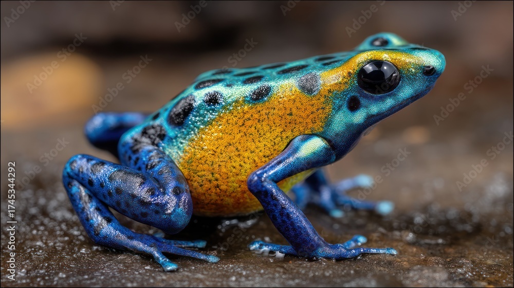 Obraz premium Colorful dart frog in rainforest habitat