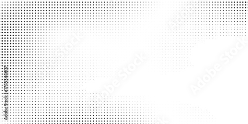 Grunge dotted halftone gradient background. Faded grit noise texture. White and black wallpaper. dot simple
