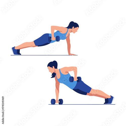 Woman Performing Dumbbell Row Exercise for Fitness and Strength.