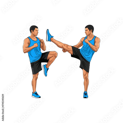 Martial Arts Practitioner Demonstrating High Kick Exercise.