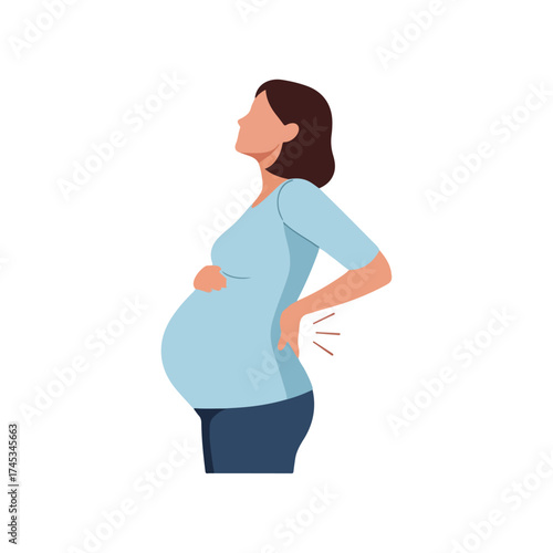 Pregnant woman experiencing back pain during pregnancy period.