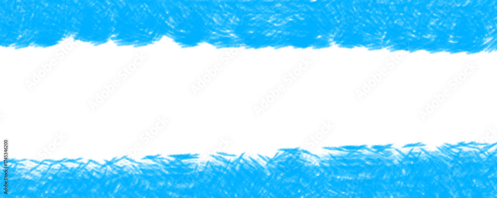 Fototapeta premium Abstract Light Blue Paint Stroke Horizontal Border on White Background
