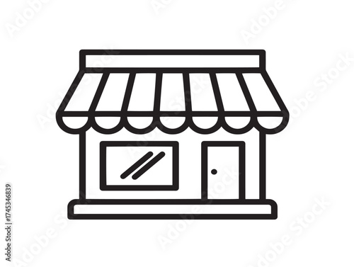 Web store icon 2D vector line art in a clean minimalist illustration
