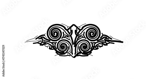 Decorative tribal ornament with swirls, , perfect for tattoo or design element