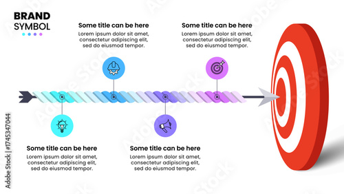 Infographic template. Dartboard with arrow and 4 steps