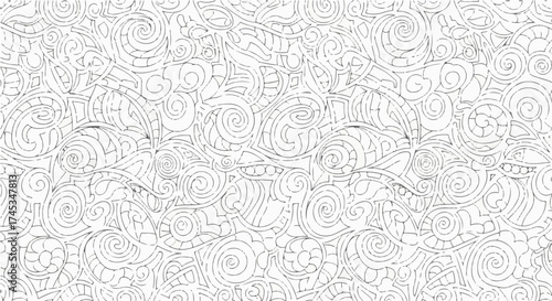 Seamless abstract pattern with swirling lines and organic shapes, creating a textured background